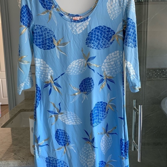 Persifor Kilpatrick Dress- Pineapples Athens Blue - Picture 3 of 7